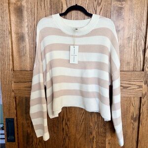 🤍NEW🤍Striped Crewneck lightweight knit sweater in Cream and Tan